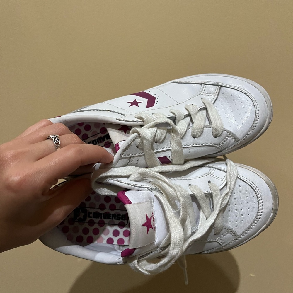 Converse Kids' White Sneakers with Pink Accents